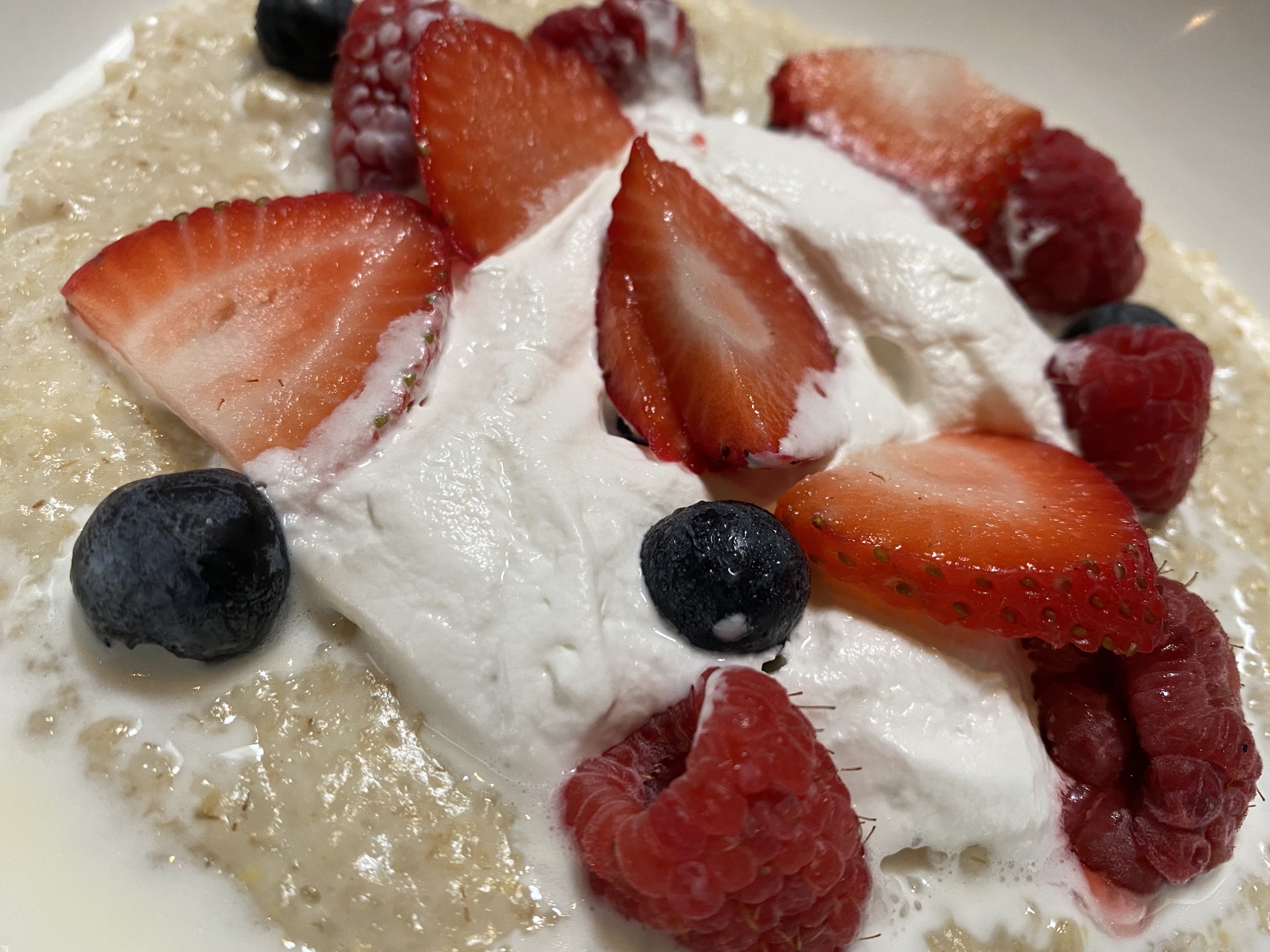 Only available during Brunch - check out our Very Berry Oatmeal!  Home made steel cut oatmeal topped with fresh berries and cream!